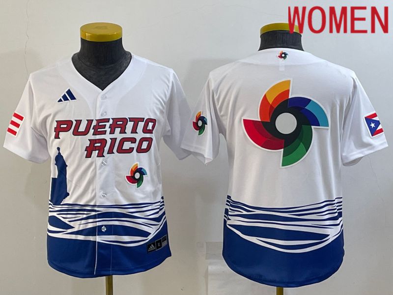 Women 2023 World Cub Blank White MLB Jersey7->women mlb jersey->Women Jersey